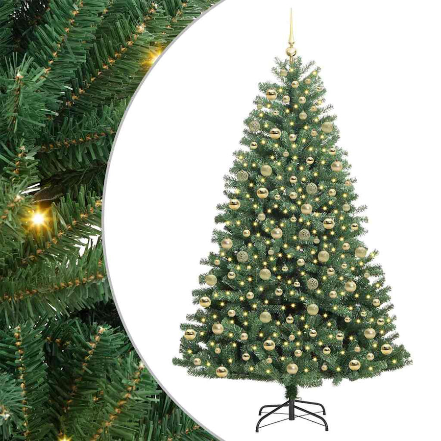 Kunstmatige Inklapbare Kerstboom Groen 210 cm PVC en Metaal