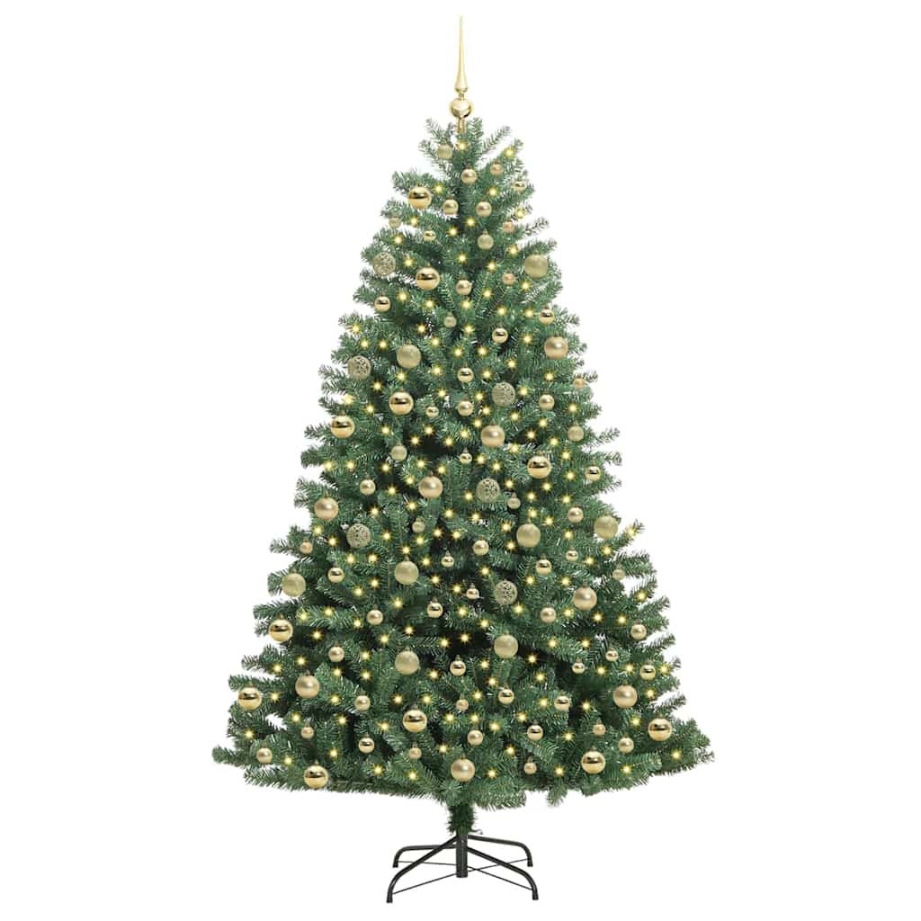 Kunstmatige Inklapbare Kerstboom Groen 210 cm PVC en Metaal