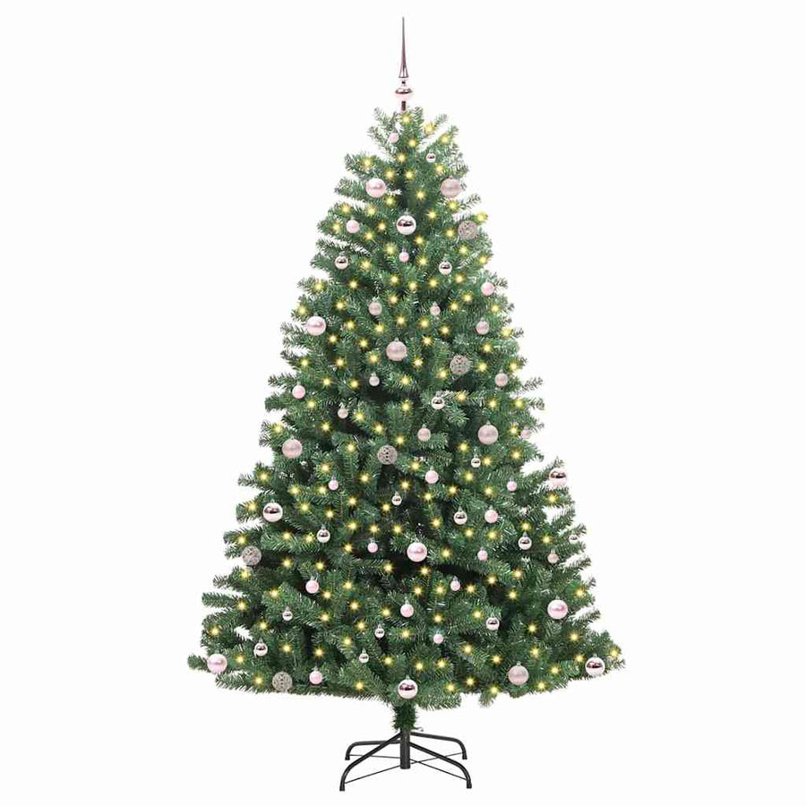 Kunstmatige Inklapbare Kerstboom Groen 240 cm PVC en Metaal