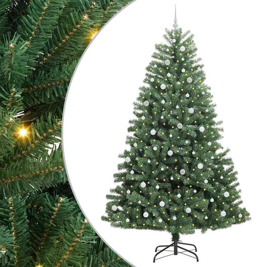 Kunstmatige Inklapbare Kerstboom Groen 240 cm PVC en Metaal