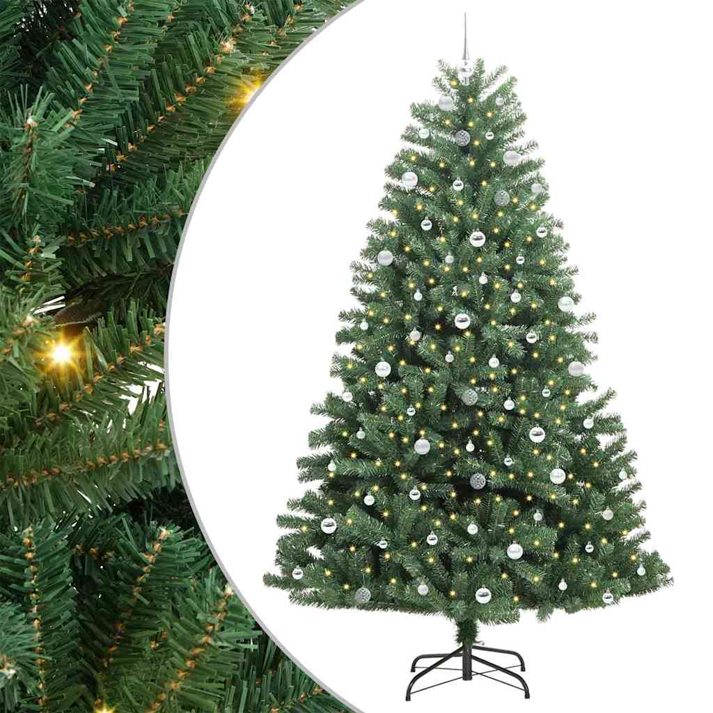 Kunstmatige Inklapbare Kerstboom Groen 240 cm PVC en Metaal