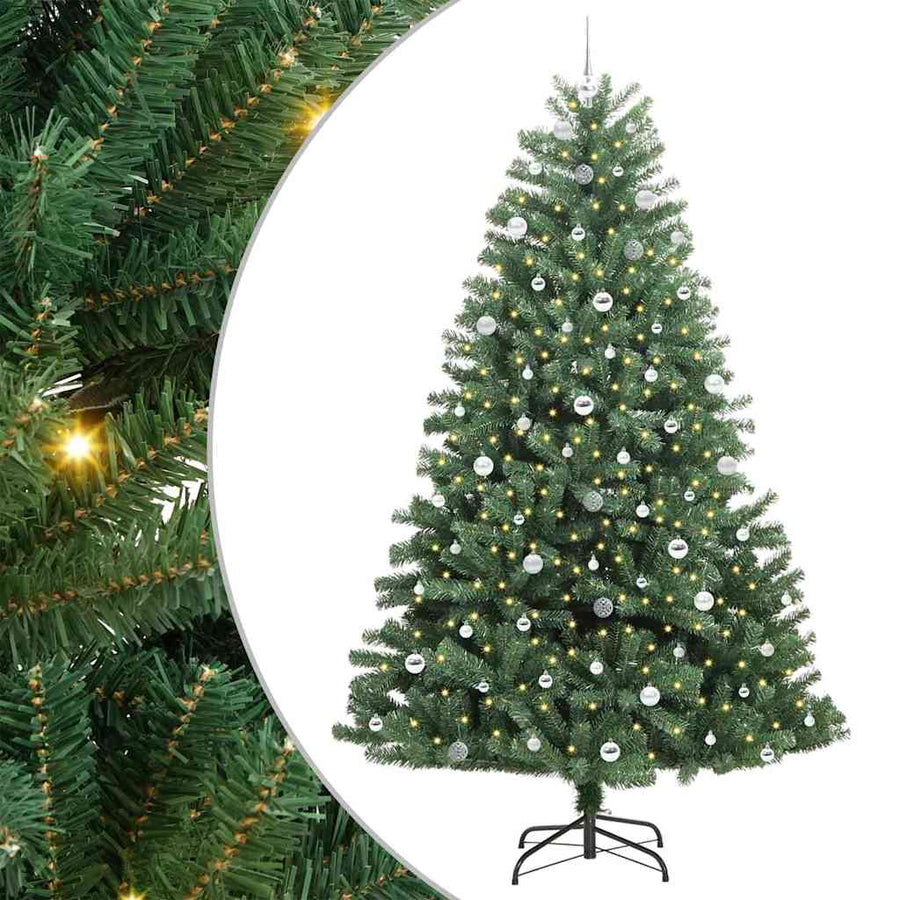 Kunstmatige Inklapbare Kerstboom Groen 240 cm PVC en Metaal