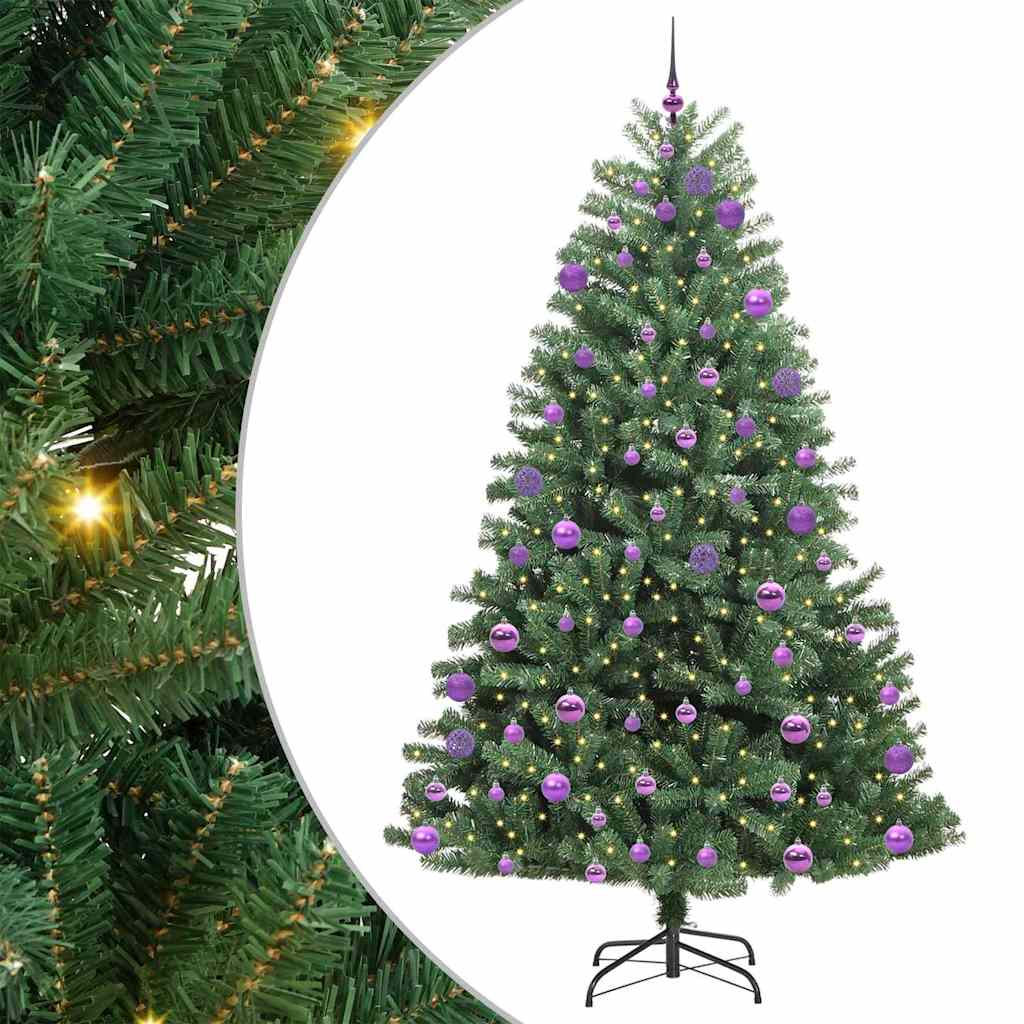 Kunstmatige Inklapbare Kerstboom Groen 240 cm PVC en Metaal