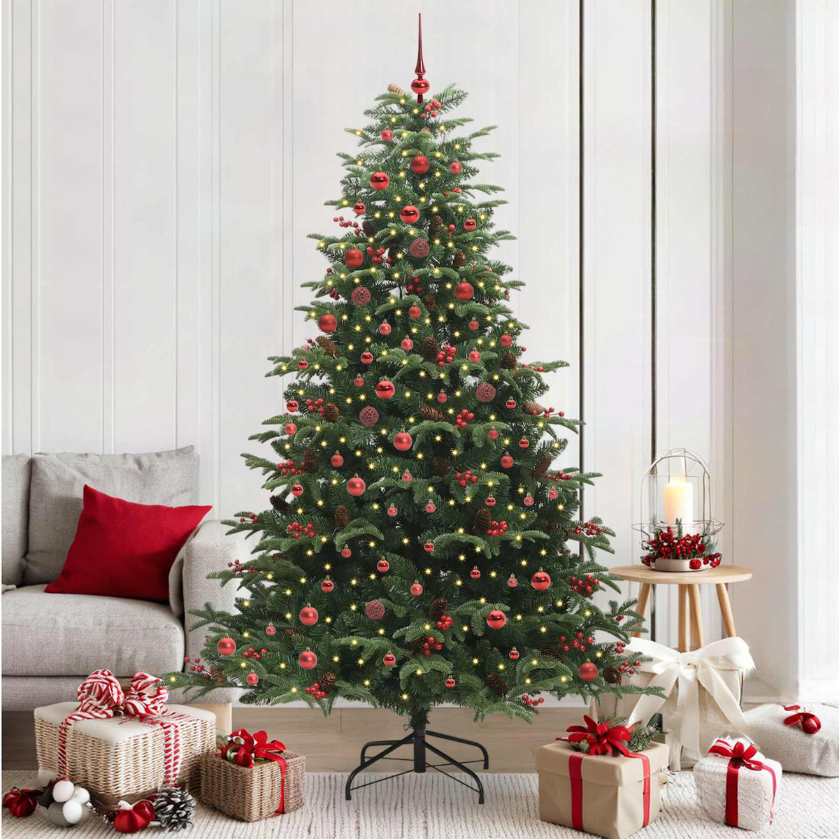 Kunstkerstboom Groen 210 cm PVC en Metaal en Plastic
