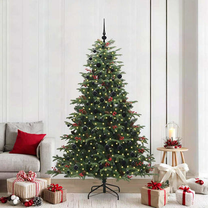 Kunstkerstboom Groen 210 cm PVC en Metaal en Plastic