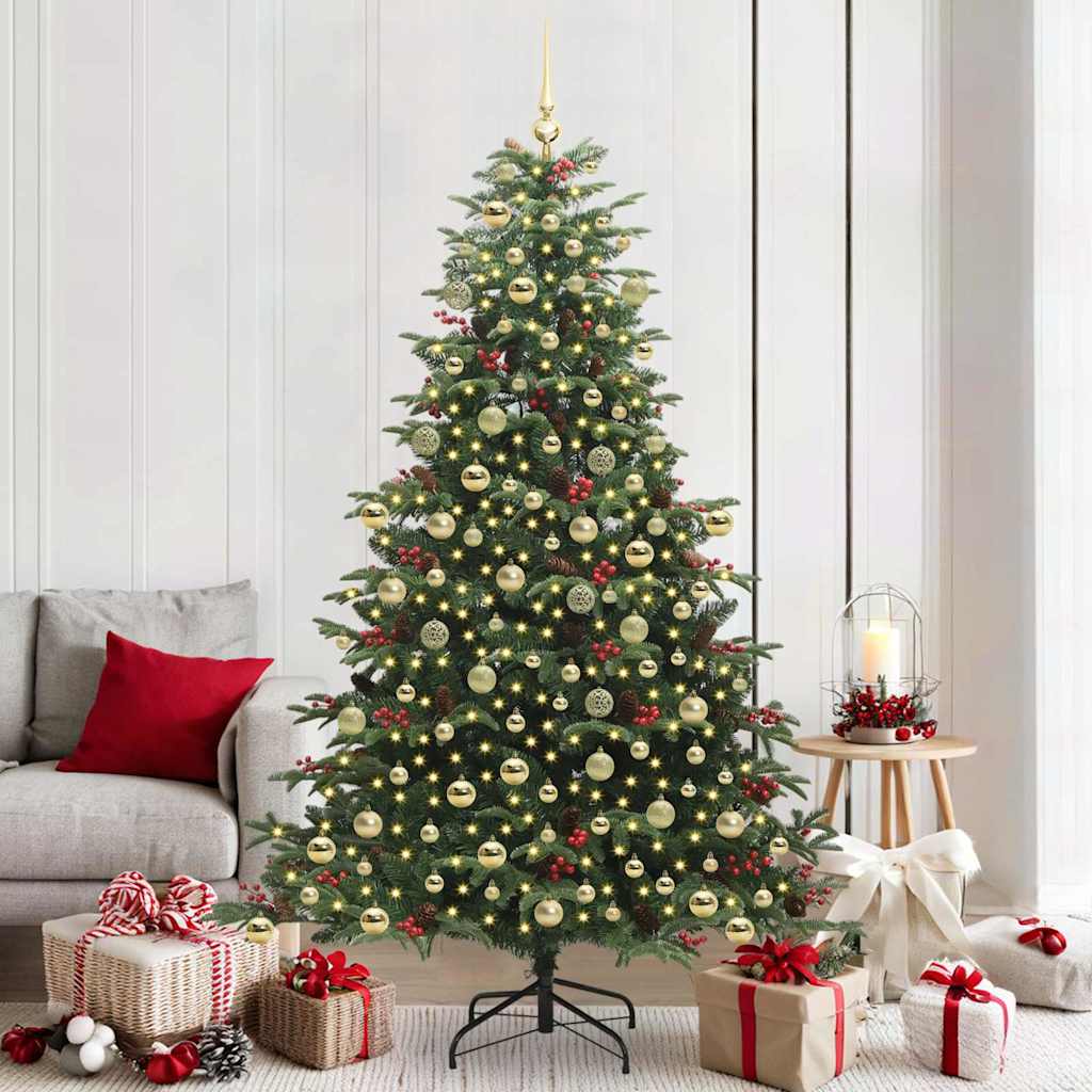 Kunstkerstboom Groen 210 cm PVC en Metaal en Plastic