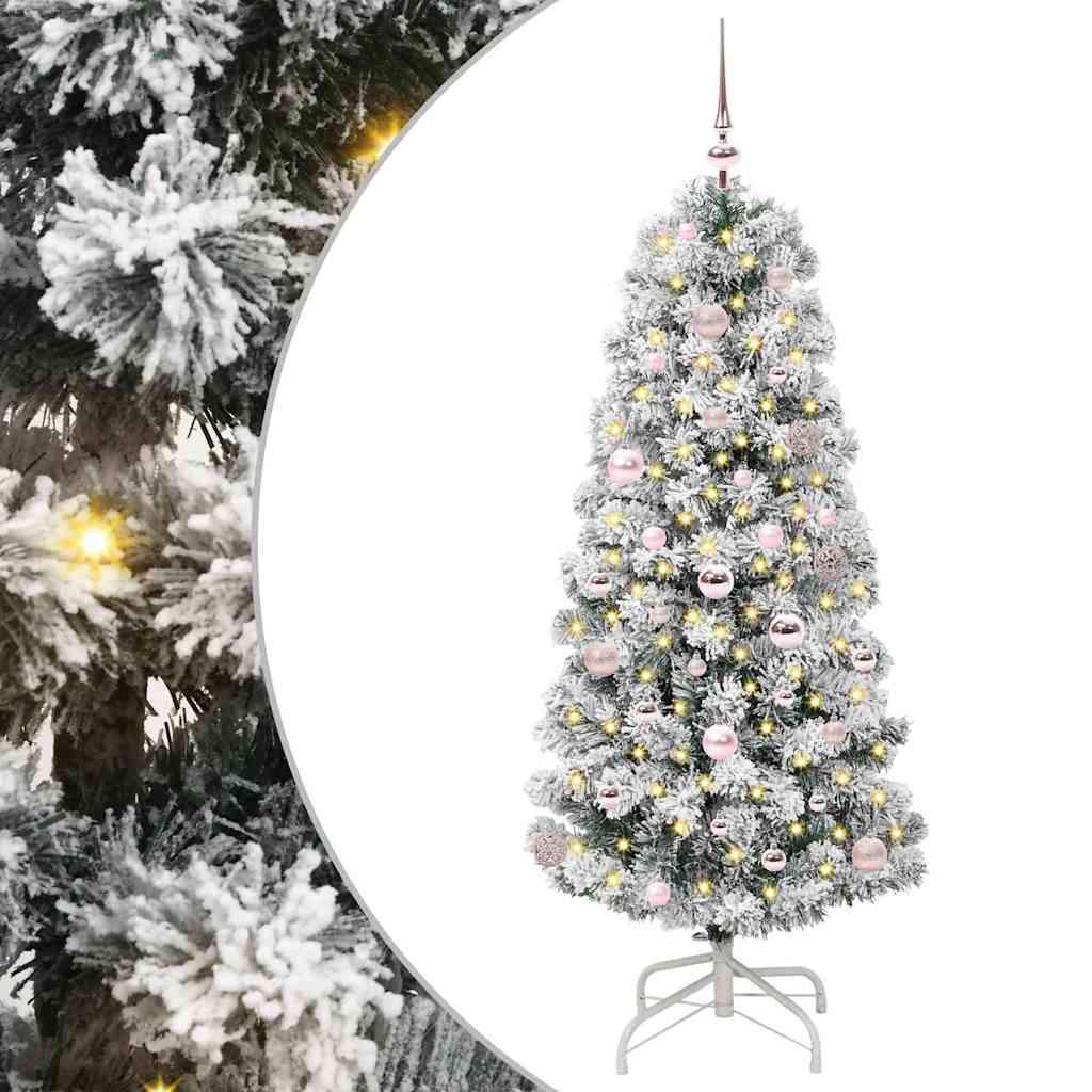 Kunstmatige Inklapbare Kerstboom Groen en wit 150 cm PVC