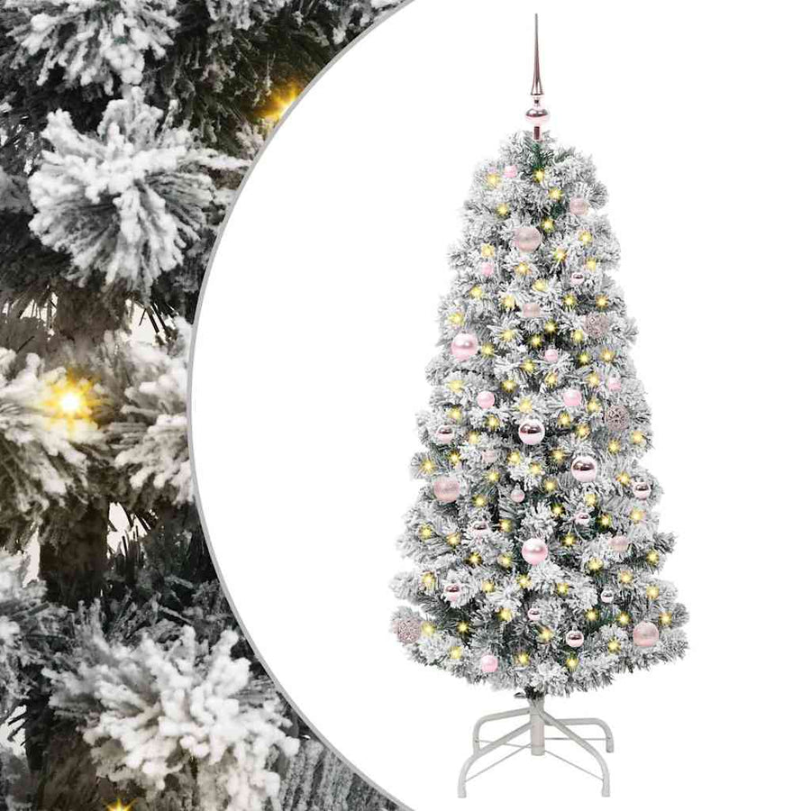 Kunstmatige Inklapbare Kerstboom Groen en wit 150 cm PVC