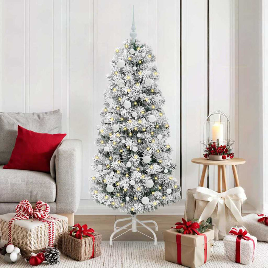 Kunstmatige Inklapbare Kerstboom Groen en wit 150 cm PVC