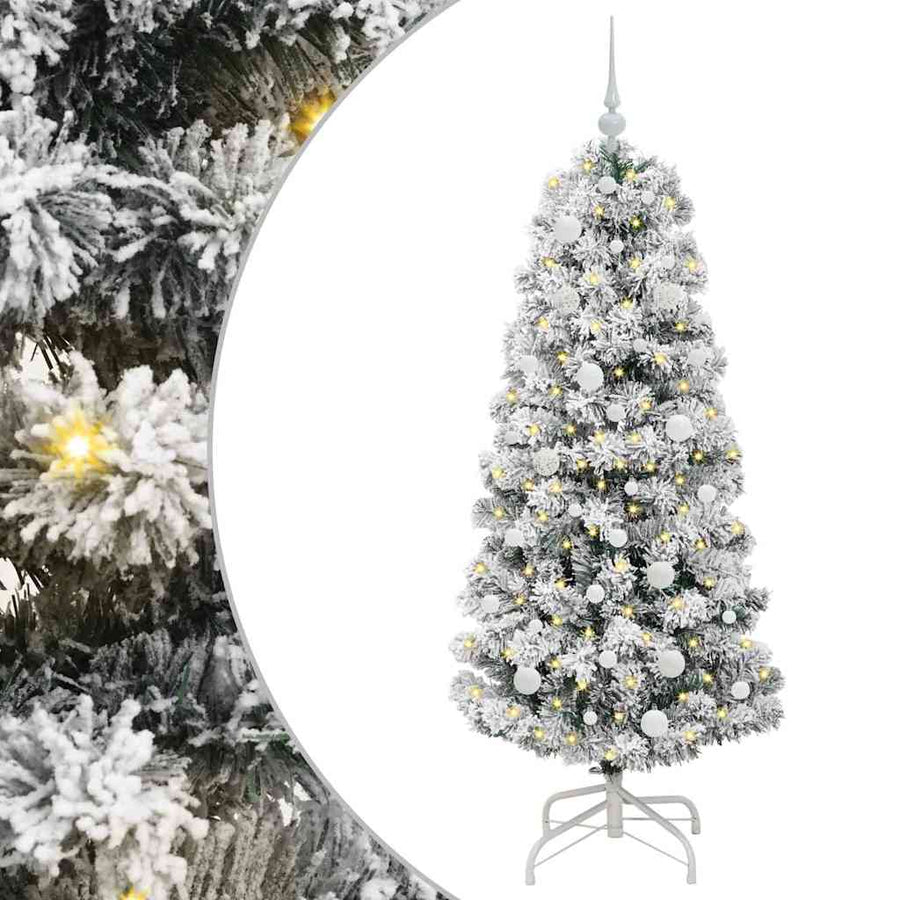 Kunstmatige Inklapbare Kerstboom Groen en wit 150 cm PVC