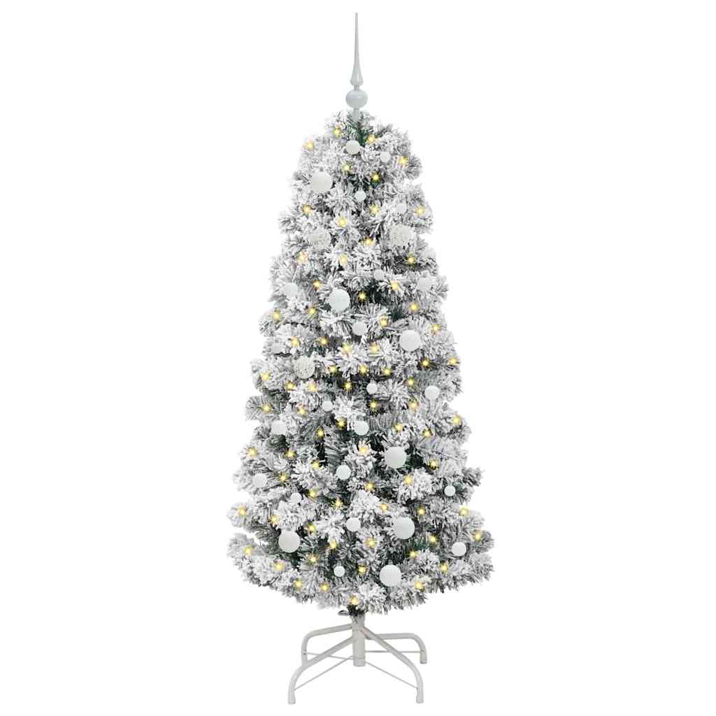 Kunstmatige Inklapbare Kerstboom Groen en wit 150 cm PVC