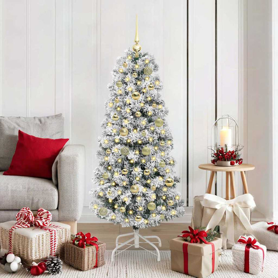 Kunstmatige Inklapbare Kerstboom Groen en wit 150 cm PVC