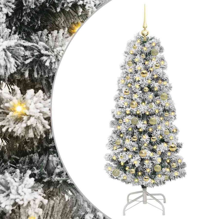 Kunstmatige Inklapbare Kerstboom Groen en wit 150 cm PVC