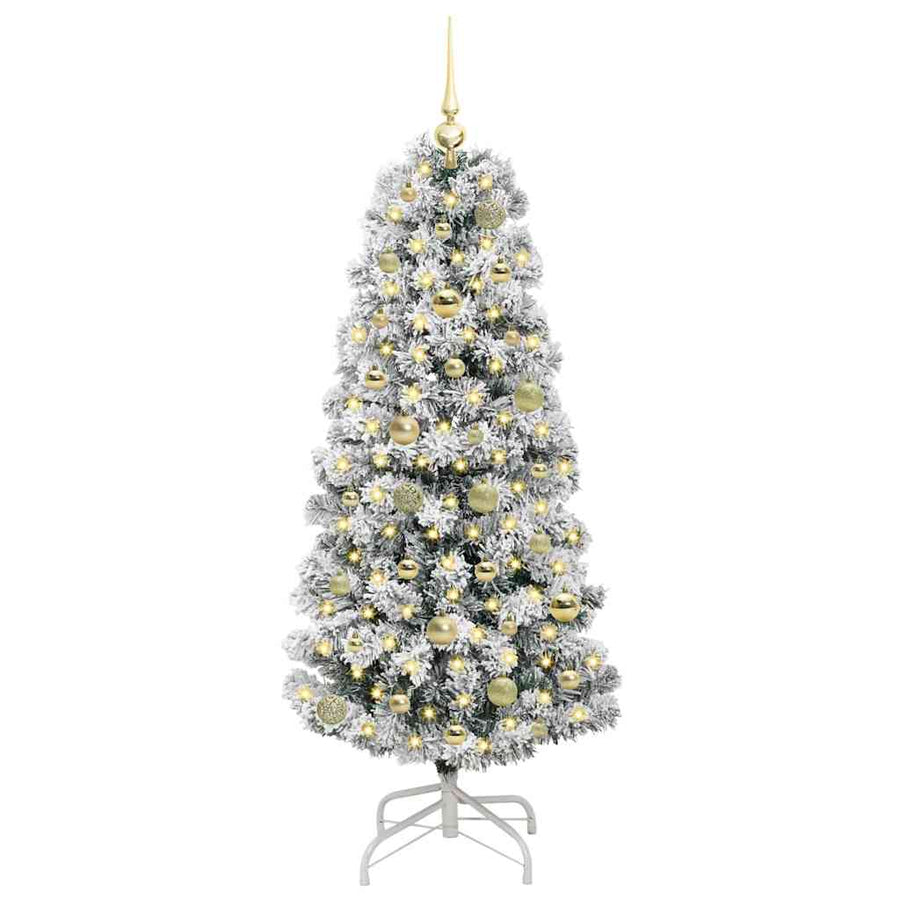 Kunstmatige Inklapbare Kerstboom Groen en wit 150 cm PVC