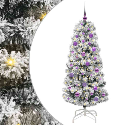 Kunstmatige Inklapbare Kerstboom Groen en wit 150 cm PVC