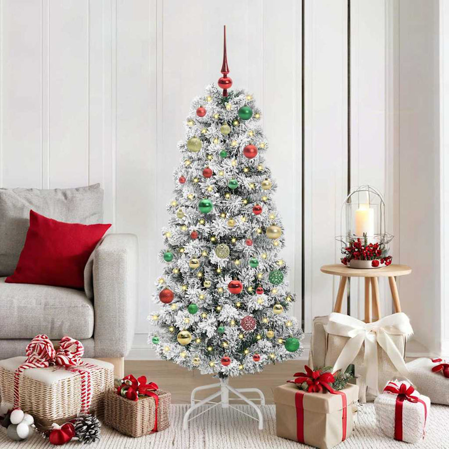 Kunstmatige Inklapbare Kerstboom Groen en wit 150 cm PVC