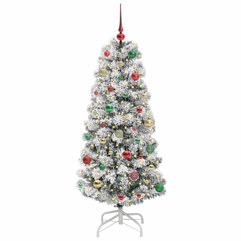 Kunstmatige Inklapbare Kerstboom Groen en wit 150 cm PVC