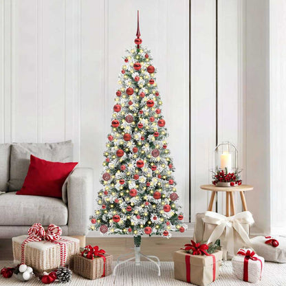 Kunstmatige Inklapbare Kerstboom Groen en wit 180 cm PVC