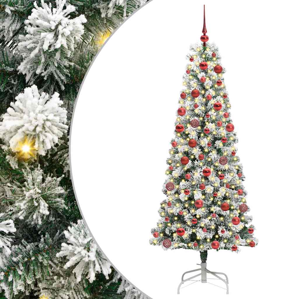 Kunstmatige Inklapbare Kerstboom Groen en wit 180 cm PVC
