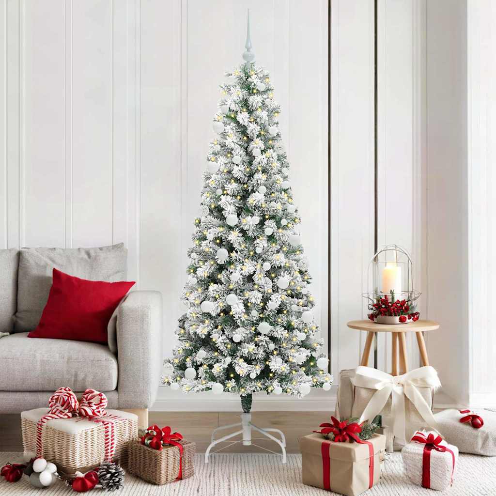 Kunstmatige Inklapbare Kerstboom Groen en wit 180 cm PVC