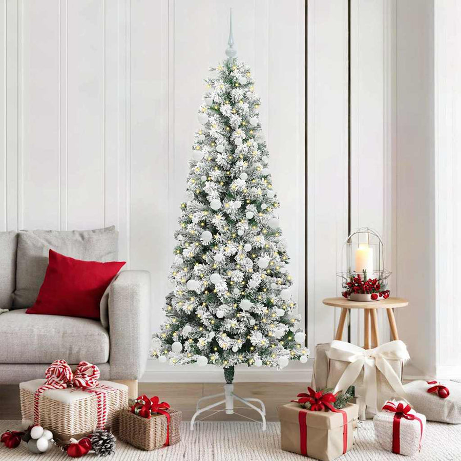 Kunstmatige Inklapbare Kerstboom Groen en wit 180 cm PVC