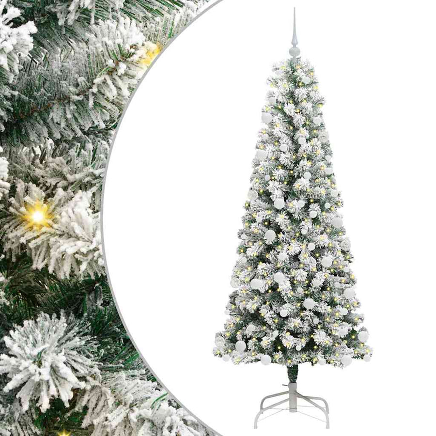 Kunstmatige Inklapbare Kerstboom Groen en wit 180 cm PVC
