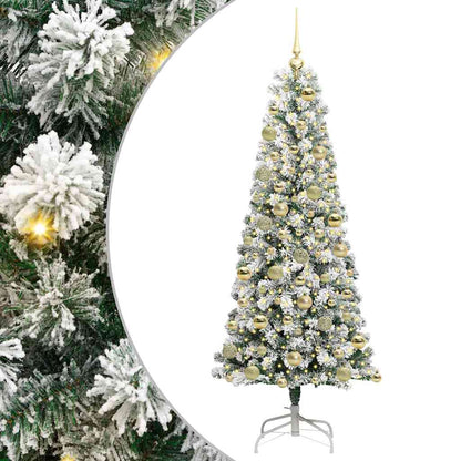 Kunstmatige Inklapbare Kerstboom Groen en Wit 180 cm 300 LED's