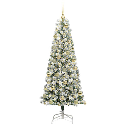 Kunstmatige Inklapbare Kerstboom Groen en Wit 180 cm 300 LED's