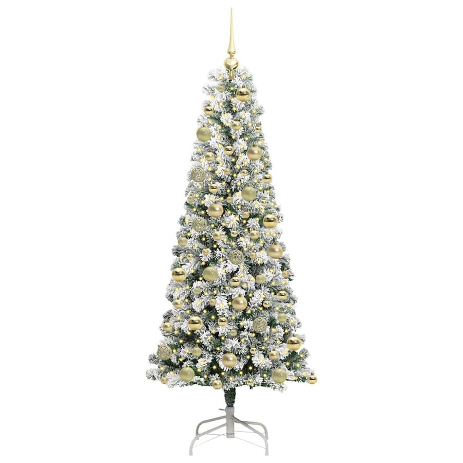 Kunstmatige Inklapbare Kerstboom Groen en Wit 180 cm 300 LED's