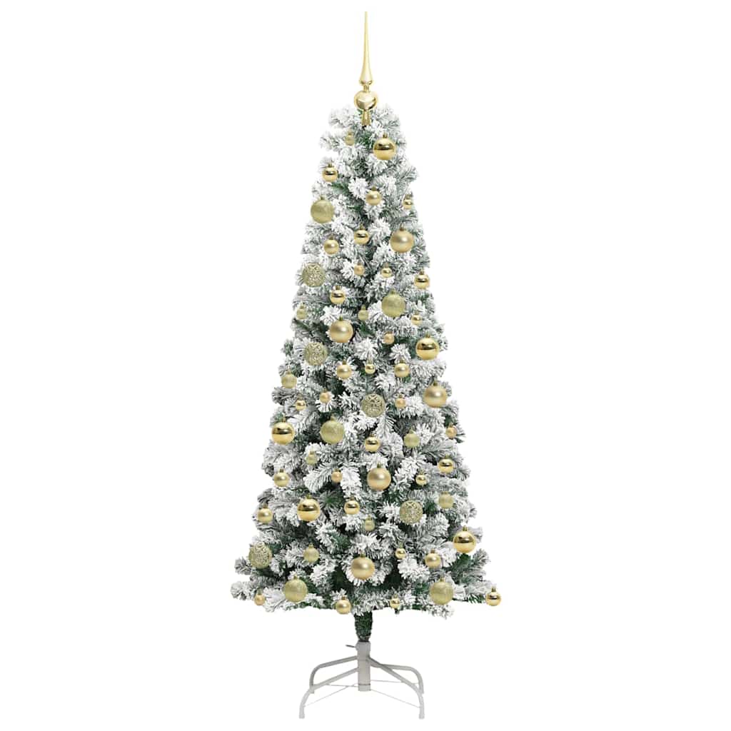 Kunstmatige Inklapbare Kerstboom Groen en Wit 180 cm 300 LED's
