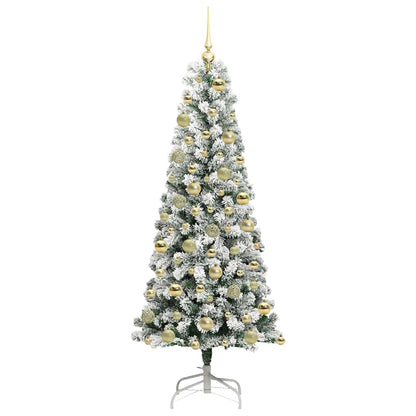 Kunstmatige Inklapbare Kerstboom Groen en Wit 180 cm 300 LED's