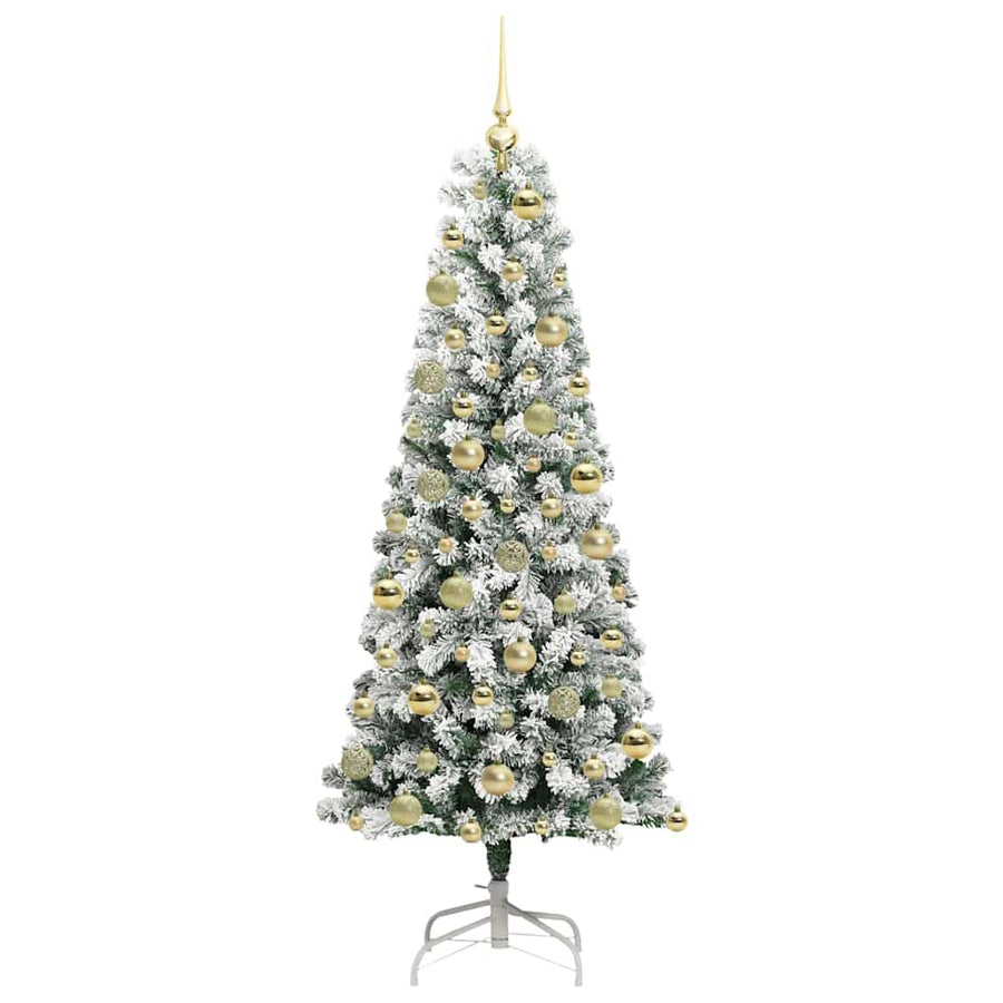 Kunstmatige Inklapbare Kerstboom Groen en Wit 180 cm 300 LED's