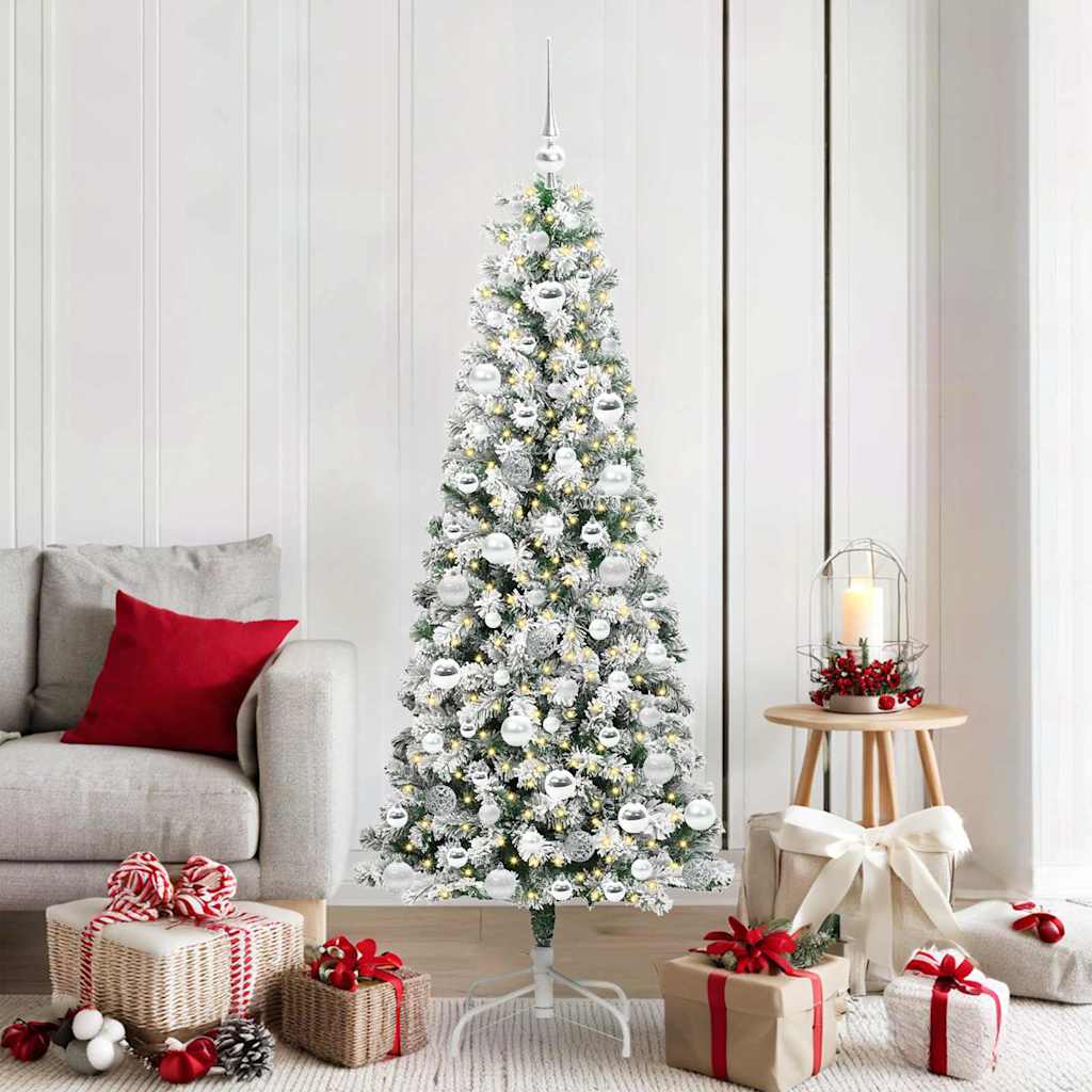 Kunstmatige Inklapbare Kerstboom Groen en wit 180 cm PVC
