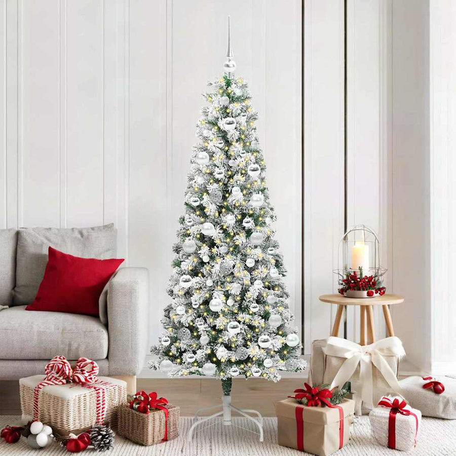 Kunstmatige Inklapbare Kerstboom Groen en wit 180 cm PVC