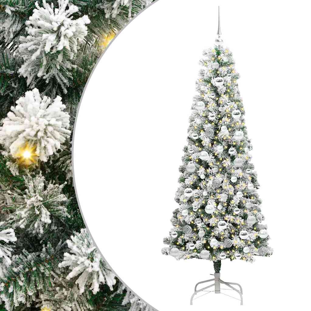Kunstmatige Inklapbare Kerstboom Groen en wit 180 cm PVC