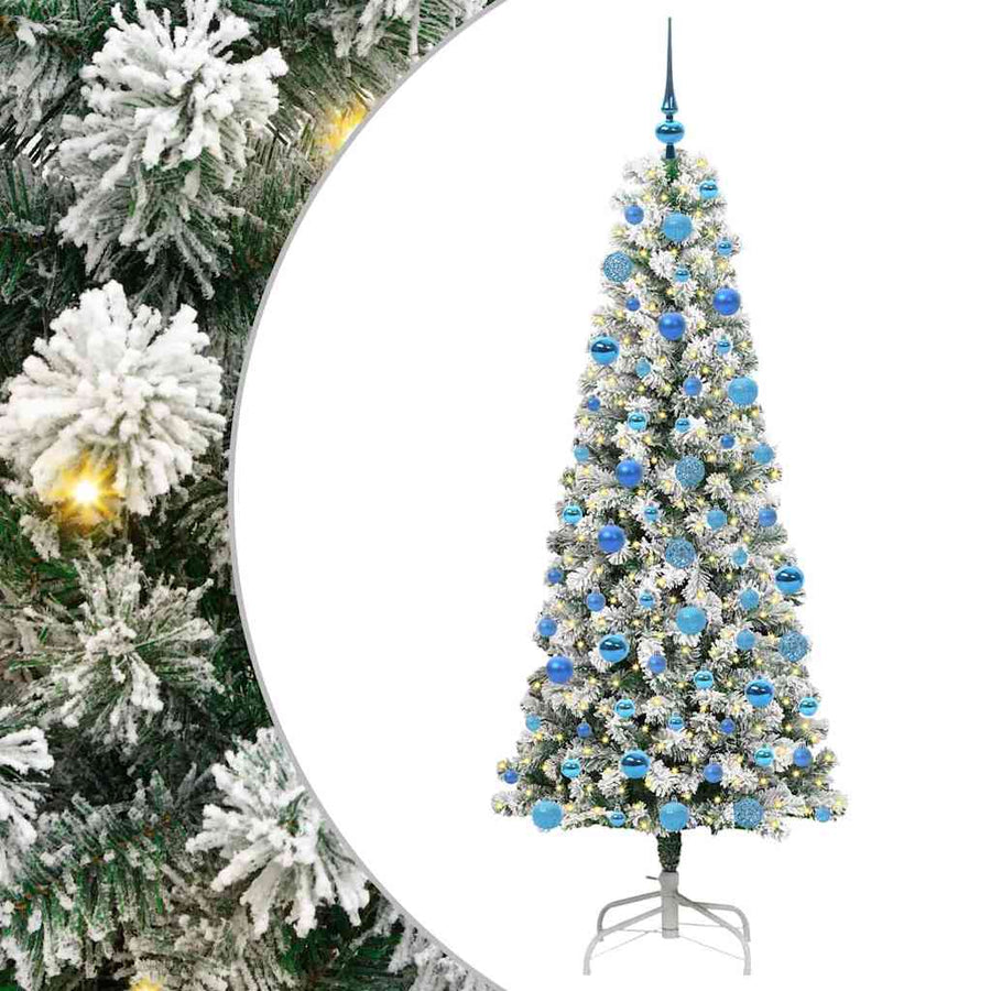 Kunstmatige Inklapbare Kerstboom Groen en wit 180 cm PVC
