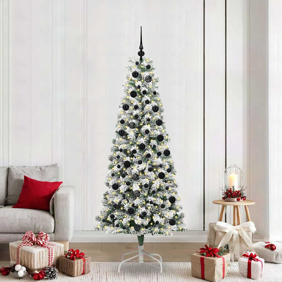 Kunstmatige Inklapbare Kerstboom Groen en wit 210 cm PVC
