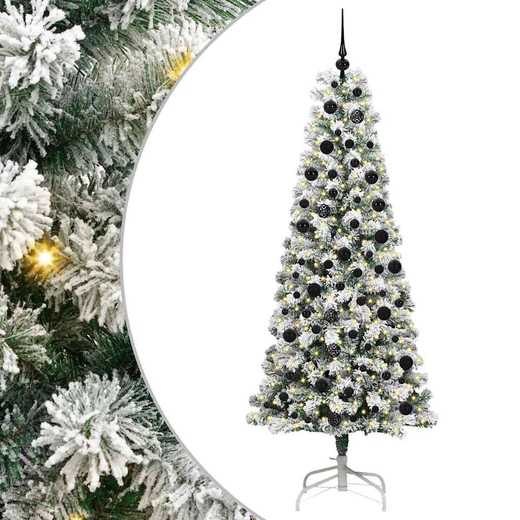 Kunstmatige Inklapbare Kerstboom Groen en wit 210 cm PVC