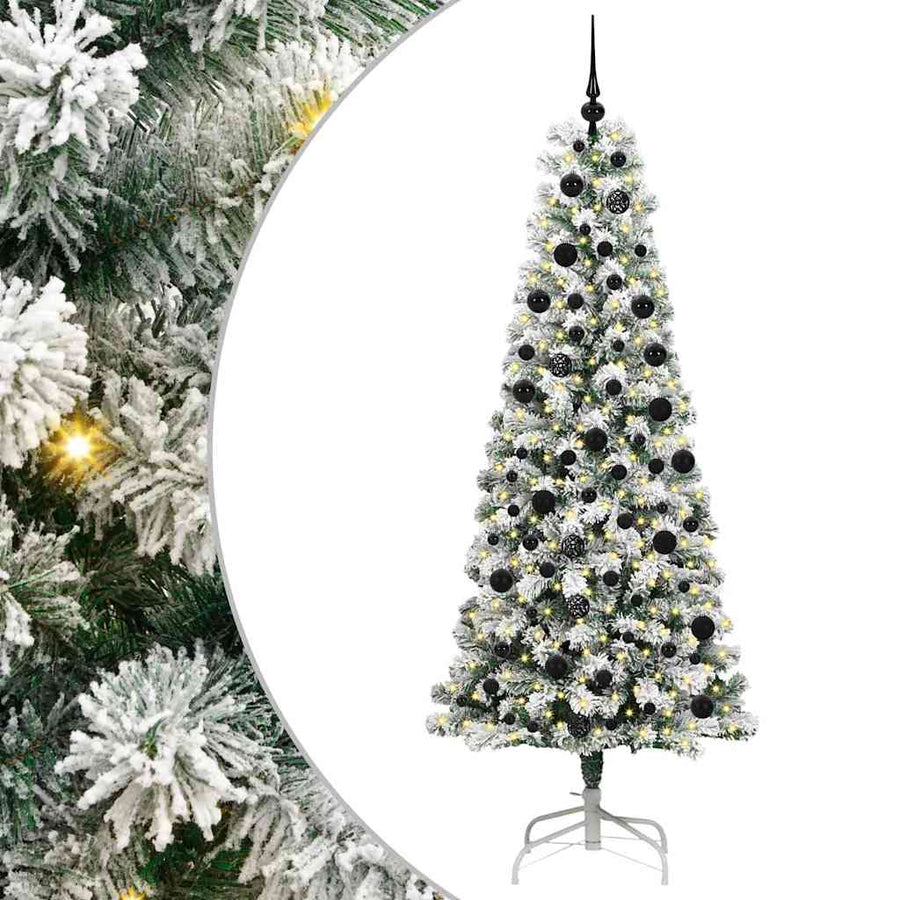 Kunstmatige Inklapbare Kerstboom Groen en wit 210 cm PVC