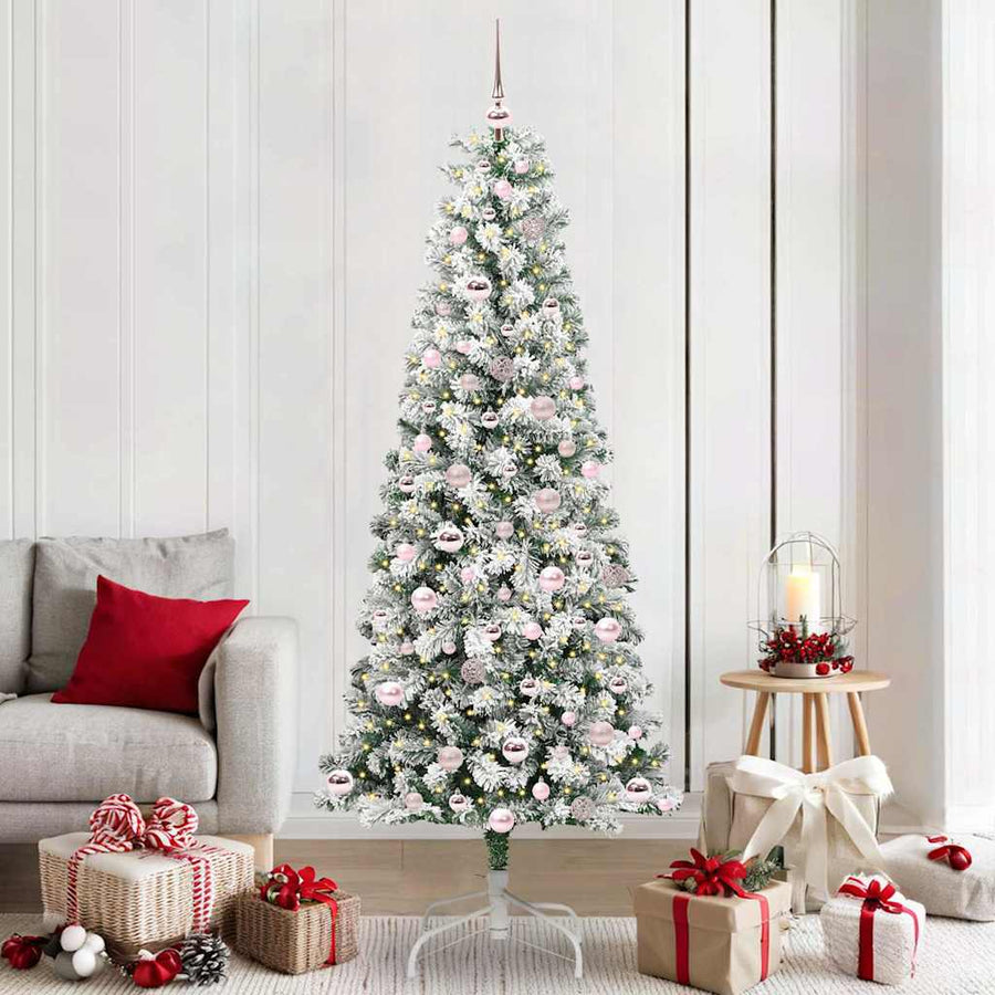 Kunstmatige Inklapbare Kerstboom Groen en wit 210 cm PVC