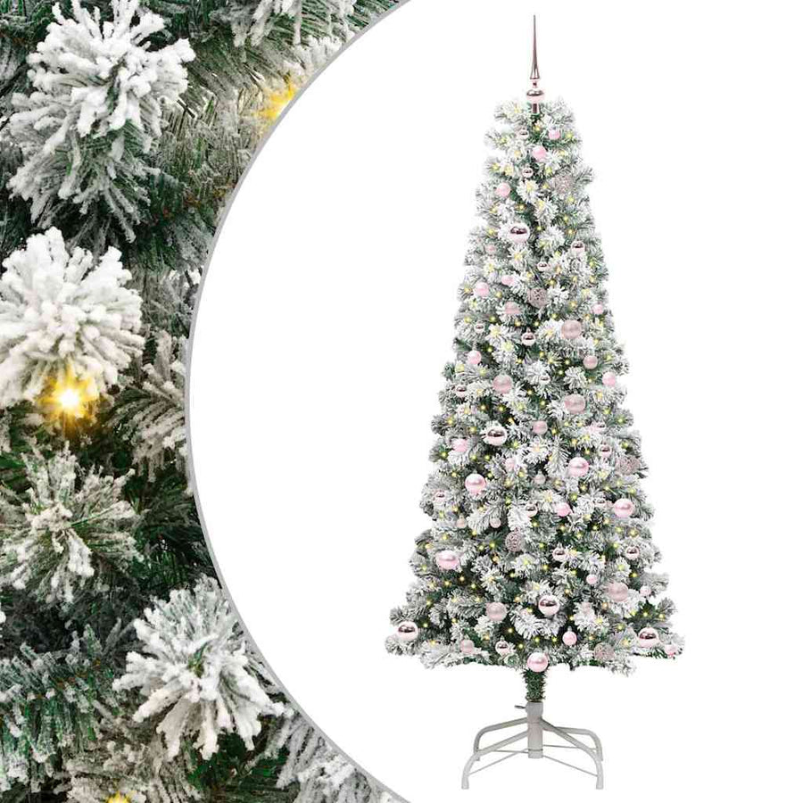 Kunstmatige Inklapbare Kerstboom Groen en wit 210 cm PVC