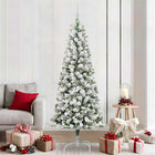 Kerstboom kunst 210 cm groen wit inklapbaar