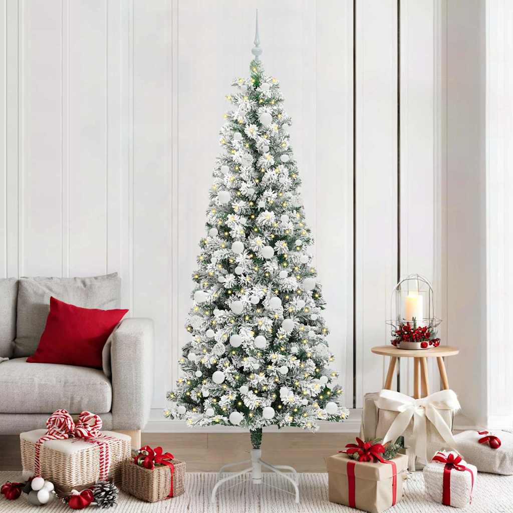 Kunstmatige Inklapbare Kerstboom Groen en wit 210 cm PVC