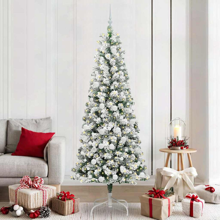 Kunstmatige Inklapbare Kerstboom Groen en wit 210 cm PVC