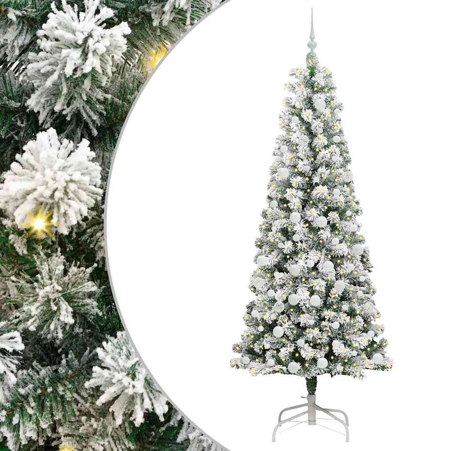 Kunstmatige Inklapbare Kerstboom Groen en wit 210 cm PVC