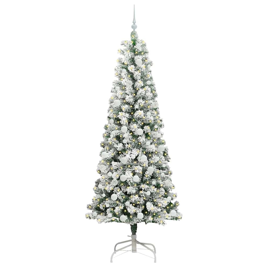 Kunstmatige Inklapbare Kerstboom Groen en wit 210 cm PVC