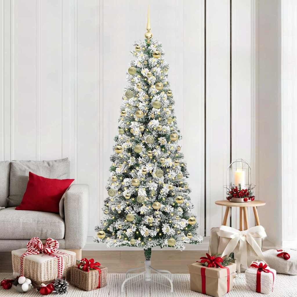 Kunstmatige Inklapbare Kerstboom Groen en Wit 210 cm