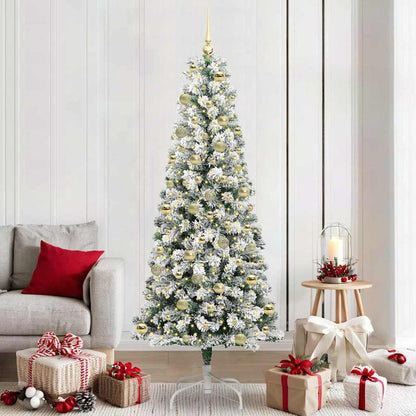 Kunstmatige Inklapbare Kerstboom Groen en Wit 210 cm