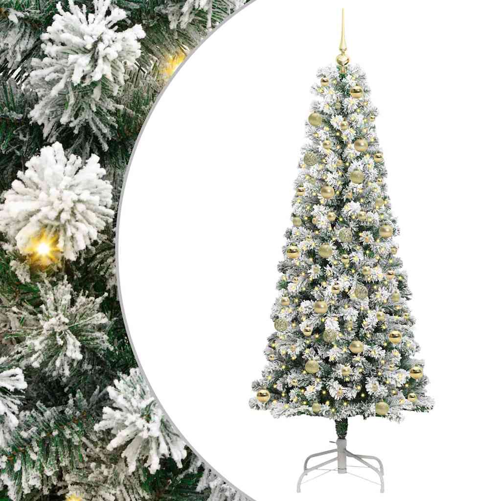 Kunstmatige Inklapbare Kerstboom Groen en Wit 210 cm