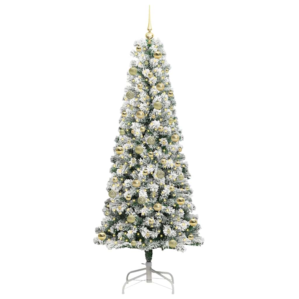 Kunstmatige Inklapbare Kerstboom Groen en Wit 210 cm